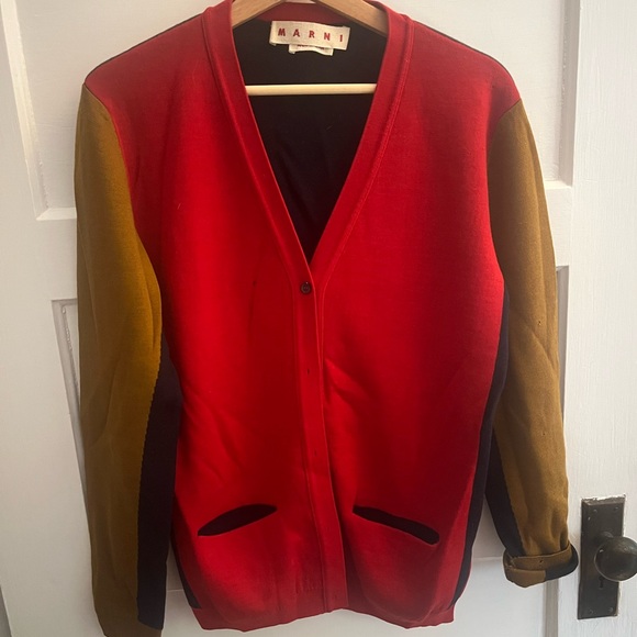MARNI Color Blocked Merino Wool Cardigan, IT 42 - Picture 3 of 8